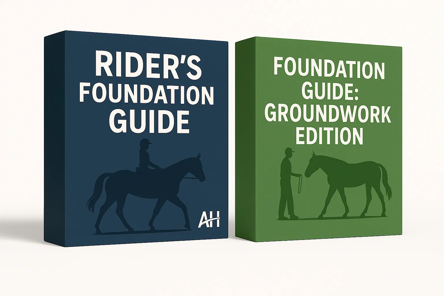 Two-guide bundle: Riders Foundation Guide and Groundwork Foundation Guide box mockups